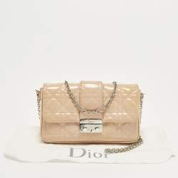 Pre Owned حقيبة كلتش ديور ميس ديور برومنيد جلد كاناج لامع سلسلة بيج