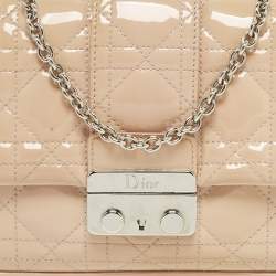 Pre Owned حقيبة كلتش ديور ميس ديور برومنيد جلد كاناج لامع سلسلة بيج