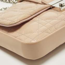 Pre Owned حقيبة كلتش ديور ميس ديور برومنيد جلد كاناج لامع سلسلة بيج