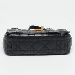 Pre Owned Dior Caro Black Small Cannage Leather Shoulder Bag