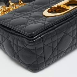 Pre Owned Dior Caro Black Small Cannage Leather Shoulder Bag