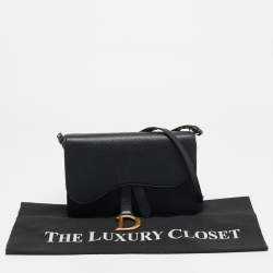 Pre Owned حقيبة فلاب سوداء جلد سرج ديور كروس بودي