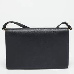 Pre Owned حقيبة فلاب سوداء جلد سرج ديو ر كروس بودي