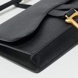 Pre Owned حقيبة فلاب سوداء جلد سرج ديور كروس بودي