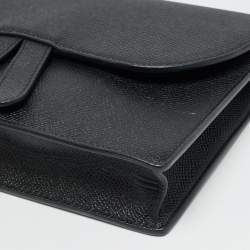 Pre Owned حقيبة فلاب سوداء جلد سرج ديور كروس بودي