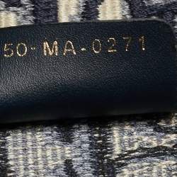 Pre Owned حقيبة كتاب متوسطة قماش مطرز مائل أزرق بحري ديور