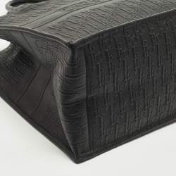 مملوكة مسبقًا حقيبة يد توتس ديور بوك كبيرة جلد منقوش باللون الأسود أوبليك