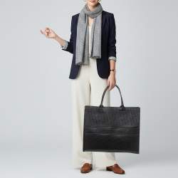 مملوكة مسبقًا حقيبة يد توتس ديور بوك كبيرة جلد منقوش باللون الأسود أوبليك