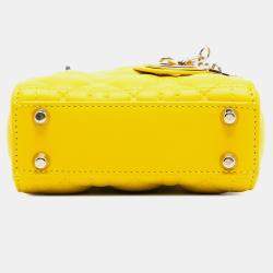 مملوكة مسبقًا Dior Yellow Micro Lambskin Cannage Lady Dior