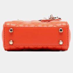 Pre Owned حقيبة يد ديور "ليدي ديور" نقش كاناج مايكرو جلد حمل برتقالي