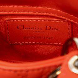 Pre Owned حقيبة يد ديور "ليدي ديور" نقش كاناج مايكرو جلد حمل برتقالي