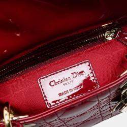Pre Owned Dior Red Mini Patent Cannage Lady Dior
