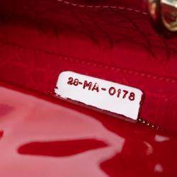 Pre Owned Dior Red Mini Patent Cannage Lady Dior