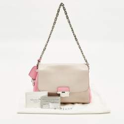 Pre Owned حقيبة كتف ديور ديورلينج صغيرة جلد بيج فاتح/وردي