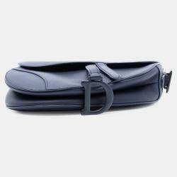 Pre Owned حقيبة سرج جلد عجل غير لامع أزرق ديور