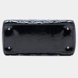 Pre Owned حقيبة ديور ليدي ديور سوداء متوسطة داغل لامعة