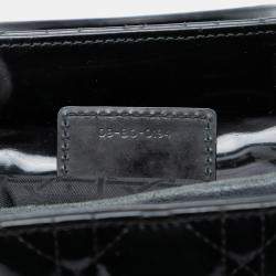 Pre Owned حقيبة ديور ليدي ديور سوداء متوسطة داغل لامعة