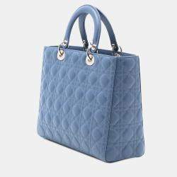 Pre Owned Dior Blue Large Lambskin Cannage Lady Dior