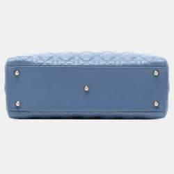 Pre Owned Dior Blue Large Lambskin Cannage Lady Dior