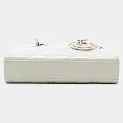 مملوكة مسبقًا حقيبة ديور ليدي دي جوي كاناج براءات صغيرة بيضاء