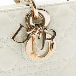 مملوكة مسبقًا حقيبة ديور ليدي دي جوي كاناج براءات صغيرة بيضاء