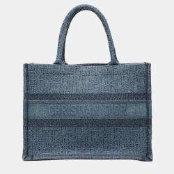 Pre Owned حقيبة ديور بوك توت دينيم أزرق ميديوم أوبليك