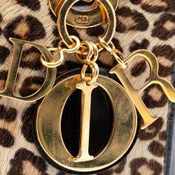 Pre Owned حقيبة ديور ليدي ديور نقشة الفهد شعر المهر بني أسود متوسط