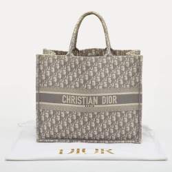 Pre Owned Dior Grey Oblique Canvas Large Book Tote