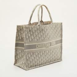 Pre Owned Dior Grey Oblique Canvas Large Book Tote