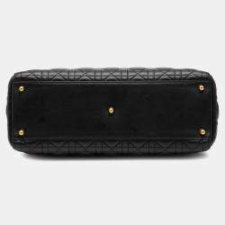 Pre Owned حقيبة ديور ليدي ديور كبيرة جلد خروف أسود كاناج