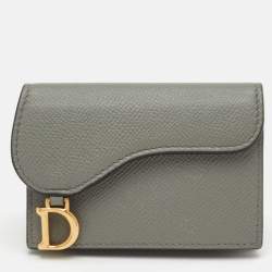 Pre Owned حافظة بطاقات ديور سادل جلد رمادي