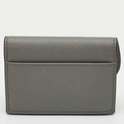 مملوكة مسبقًا Dior Saddle Grey Leather Card Holder