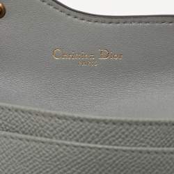 مملوكة مسبقًا Dior Saddle Grey Leather Card Holder