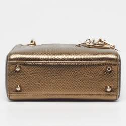 مملوكة مسبقًا Dior Lady Dior Mini Metallic Karung Leather Tote