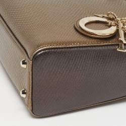 مملوكة مسبقًا Dior Lady Dior Mini Metallic Karung Leather Tote
