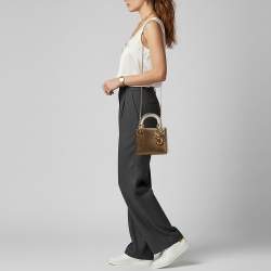 مملوكة مسبقًا Dior Lady Dior Mini Metallic Karung Leather Tote