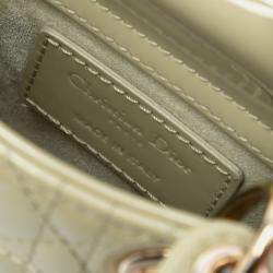 Pre Owned Dior Green Micro Patent Cannage Lady Dior