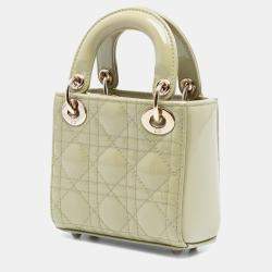 Pre Owned Dior Green Micro Patent Cannage Lady Dior