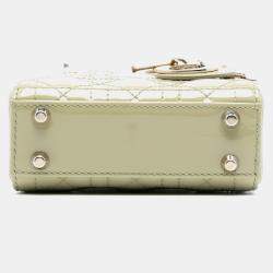 Pre Owned Dior Green Micro Patent Cannage Lady Dior
