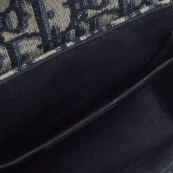 Pre Owned Dior 30 Montaigne Navy Blue Oblique Canvas Box Bag