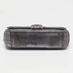 Pre Owned حقيبة ديور قلاب ميس ديور متوسطة جلد ثعبان بيضاء/ سوداء