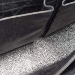 Pre Owned حقيبة ديور قلاب ميس ديور متوسطة جلد ثعبان بيضاء/ سوداء