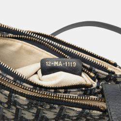 Pre Owned Dior Blue Oblique Canvas Saddle Triple Zip Crossbody