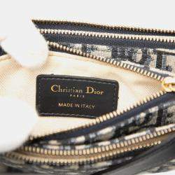 Pre Owned Dior Blue Oblique Canvas Saddle Triple Zip Crossbody