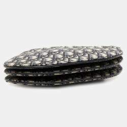 Pre Owned Dior Blue Oblique Canvas Saddle Triple Zip Crossbody