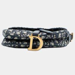 Pre Owned حقيبة سرج ديور بلو ميني قماش مزخرف