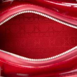 Pre Owned Dior Red Medium Patent Cannage Lady Dior