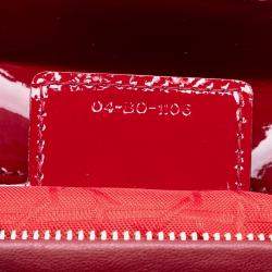 Pre Owned Dior Red Medium Patent Cannage Lady Dior