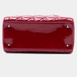 Pre Owned Dior Red Medium Patent Cannage Lady Dior