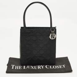 Pre Owned Dior Black Cannage Nylon and Leather Tote